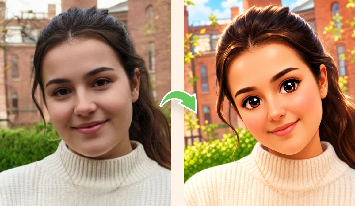 Cartoon me example - the same selfie turned into anime, 3D toon and comic cartoon versions
