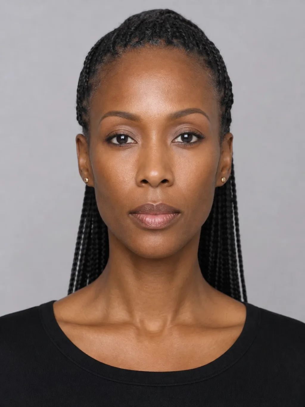 Oblong face shape — women example