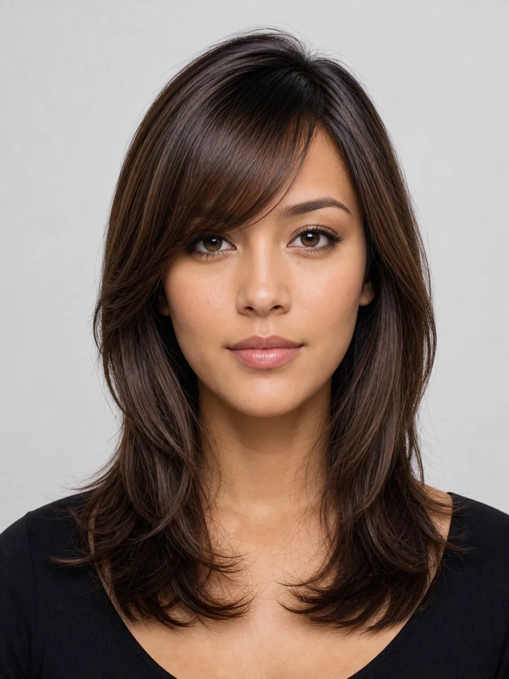 Oval — Side-swept bangs