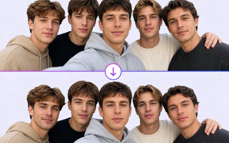 Multi-face swap on a group photo