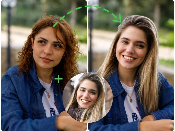 Face swap example â before and after with target face