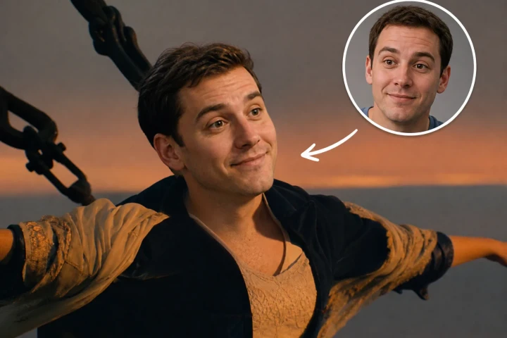 Movie role face swap example